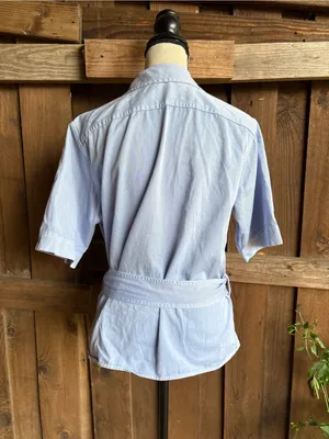 Polo Ralph Lauren Belted Cotton Short Sleeve Utility Safari Blue Shirt thumbnail 2
