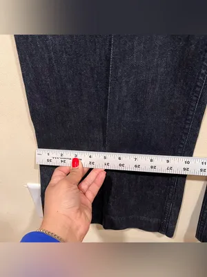 Zara Pintuck Wide Leg Jeans dark blue denim size 4 EUC high waisted thumbnail 6