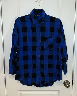 Zara Women’s Button Down Shacket Medium‎ Plaid thumbnail 1