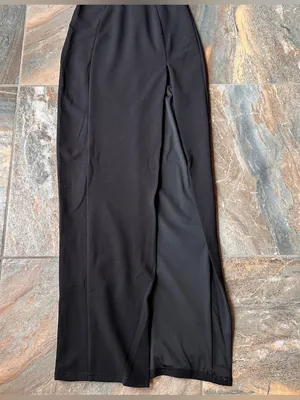 BabyBoo Fashion Black Strapless Corset Maxi Dress with Front Slit - Size M thumbnail 4