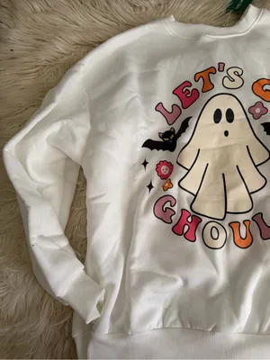 SheIn Women’s Let's Go Ghouls White Graphic Sweatshirt thumbnail 4