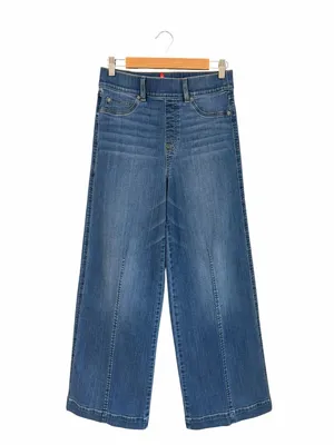 SPANX Seamed Front Wide Leg Jeans Blue Size Medium thumbnail 2