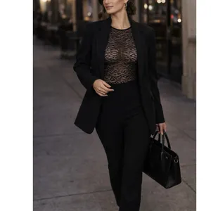 HOUSE OF CB Carmine Sheer Black Lace Long Sleeve Bodysuit XS NWT thumbnail 2