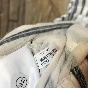 American Eagle Straight Leg Belted Elastic Waist Pants White Blue Stripe Large thumbnail 6