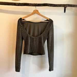 Lulus Olive Green Sparkle Low Back Long Sleeve Top Size XS NEW With Tags thumbnail 4