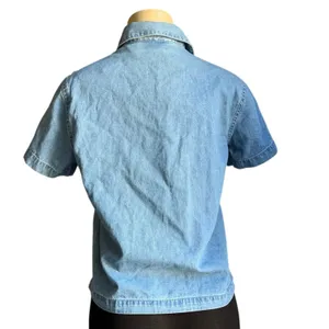 Vintage Lemon Grass Denim Shirt Jacket Embroidered Floral Women's PM NWT thumbnail 4