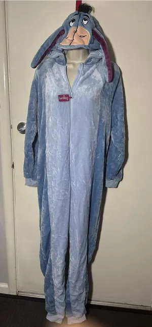 Disney Eeyore Plush Hooded Onesie - Light Blue and Slate Blue thumbnail 1