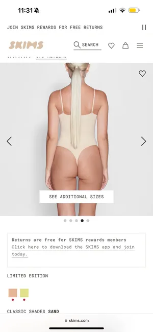 SKIMS Fits Everybody Cami Thong Bodysuit in Sand Size XXS NWT thumbnail 2