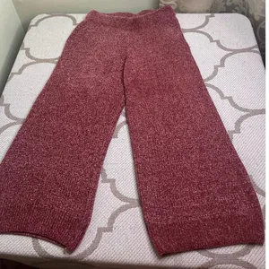 Lulus Comfy Cutie Rusty Rose Chenille Wide Leg Pull On Sweater Pants, Size Small thumbnail 1