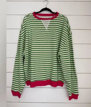 NWOT free people Classic Striped Oversized Crewneck thumbnail 4