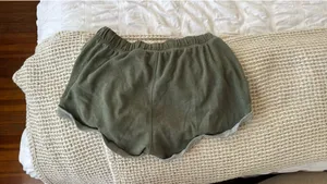 Olive green divided sweat shorts thumbnail 4