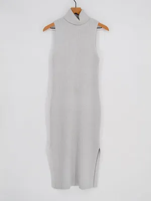 Daily Practice by Anthropologie Slim Knit Turtleneck Midi Dress Heather Grey M thumbnail 2