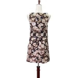 Abercrombie & Fitch Floral Linen Blend Mini Dress Brown Beige Roses Size Small thumbnail 3