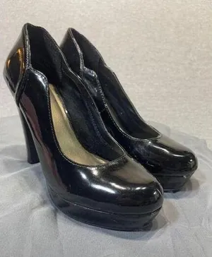Women's Its Ok Black Patent Leather Platform Heels Size 6 thumbnail 1