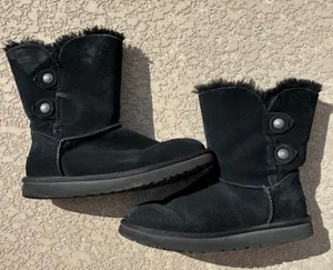 Ugg Marciela Boots Black Suede Shearling Mid Calf Size 9 thumbnail 1