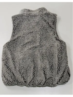 Harper Heritage Sherpa Fleece Vest Gray Snap Front Zip Pocket Cozy Size Small thumbnail 7