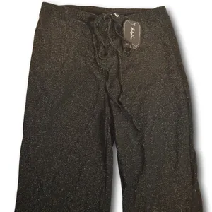 SOLY HUX Metallic Sequin Tie Front Elastic Waist Flare Leg Bottom Disco Pants XL thumbnail 2