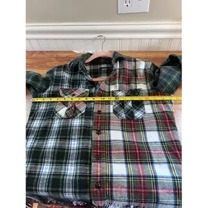 Polo Ralph Lauren Patchwork Plaid Fringe Flannel Shirt Multi Color XS thumbnail 6
