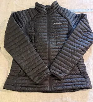 Eddie Bauer First Ascent EB800 Goose Down Black Puffer Jacket Women's Size L thumbnail 1