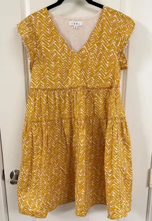 THML Yellow and White Chevron Women's Dress thumbnail 1