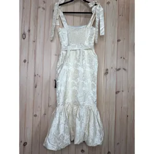 NWT Lulus Silvia Ivory Floral Jacquard Trumpet Midi Dress Banquet Wedding Sz XS thumbnail 5