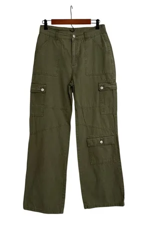 SHEIN Cargo Wide Leg Loose Utility Baggy Rugged Chore Army Green Pants Size 30 thumbnail 1