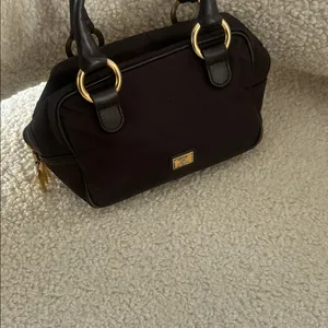 Moschino Vintage Signature Top Handle Satchel Mini Bag Brown Nylon thumbnail 10