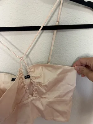 ZARA Blush Pink Satin Strappy Cut-Out Crop Top Size XS NEW thumbnail 6