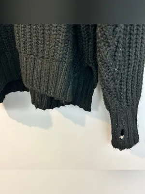 Offline by Aerie Black Chunky V-neck Knit Sweater Size Medium thumbnail 5