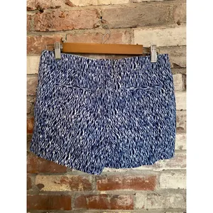 KENAR Blue & White Printed Structured Tailored Shorts - Size 2 thumbnail 3