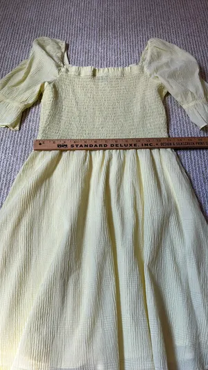 Skies Are Blue Butter Yellow Puff Sleeve Dress M thumbnail 3