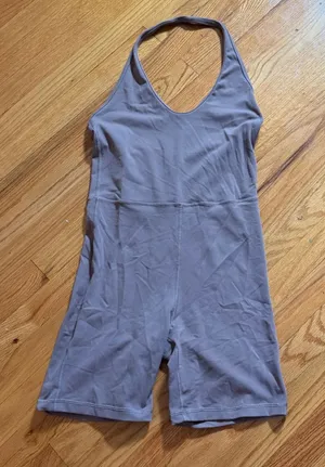Wilfred Free Aritzia Halter Romper XS Mauve Purple Nylon Spandex Bodysuit 89071 thumbnail 1