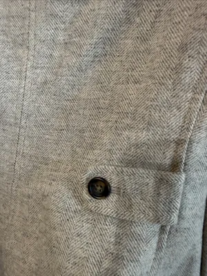 BANANA REPUBLIC Gray Herringbone Wool Blend Tailored Blazer Ruffled S Academia thumbnail 4
