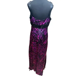House of Deréon Black Purple Beaded Waist Maxi Dress Women's Size 12 EUC thumbnail 2