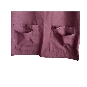 Landau Womens Scrub Top M Burgundy Check V-Neck 2 Pocket Medical Uniform Nurse‎ thumbnail 5