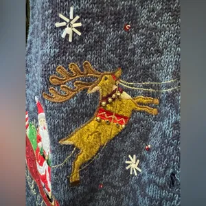 Vintage Heirloom Collectibles Santa Reindeer Christmas Sweater Vest‎ Large thumbnail 6