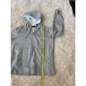 GAP Gray Zip Up Hoodie Sweatshirt with Elbow Patches‎ Size Medium y2k thumbnail 5