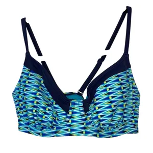 Athleta Bikini Top‎ 34B/34C Underwire Swim Top Blue Geometric Print thumbnail 1