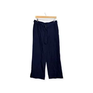 Ann Taylor Navy Blue Linen Blend Wide Leg Belted Trousers Pants 826676 Sz 4 NEW thumbnail 2