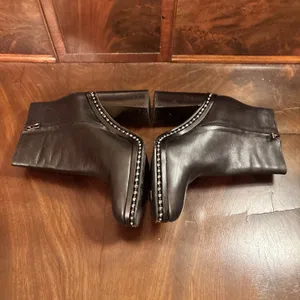 Coach Justina‎ Bootie Black Leather Moto Ankle Boots 9.5B 3.5" Heel Studded Sole thumbnail 7