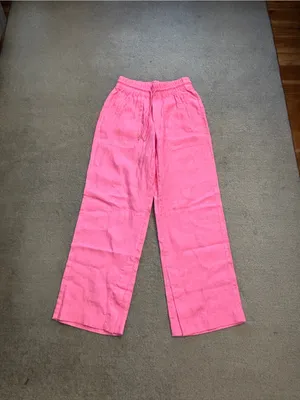Athleta Retreat Linen High Rise Wide Leg Pant Raphanus Pink thumbnail 3