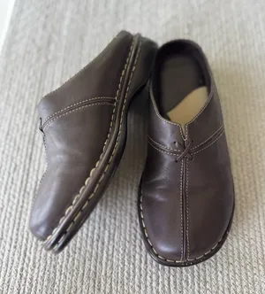 Vintage Dockers Dark Brown Slip-On Leather Mules Size 9W thumbnail 1