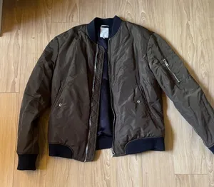 Zara Olive Bomber Jacket with Black Trim thumbnail 1