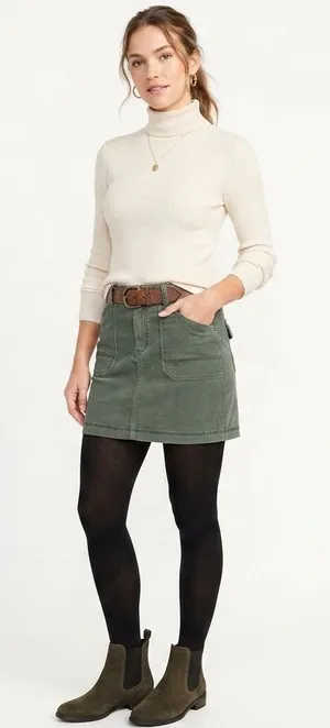 Old Navy Olive Utility Mini Skirt with Patch Pockets thumbnail 1