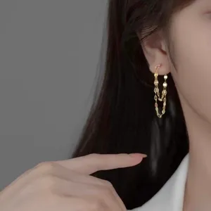 18K Gold Plated Gold Chain Tassel Dangle Drop Earrings for Women thumbnail 5