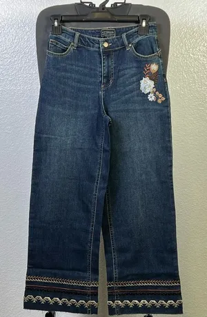 G‎ by Giuliana Embroidery Jeans Blue Size 0 thumbnail 1