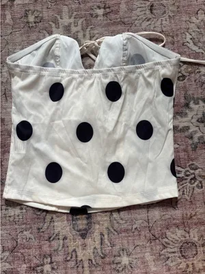 SHEIN Polka Dot Corset Tube Top Tie Front thumbnail 2