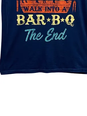 Boutique Barbecue Funny Graphic Tee Shirt Blue Size XL Casual Relaxation Cute thumbnail 4