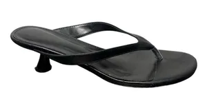 Black Kitten-Heel Thong Sandals thumbnail 1