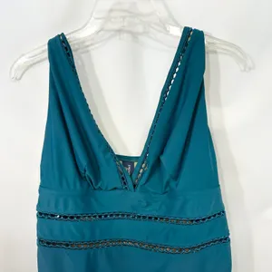 Swimsuits For All Plus‎ Size 18 One Piece Swimsuit Teal Blue Lattice Cut Out 353 thumbnail 4